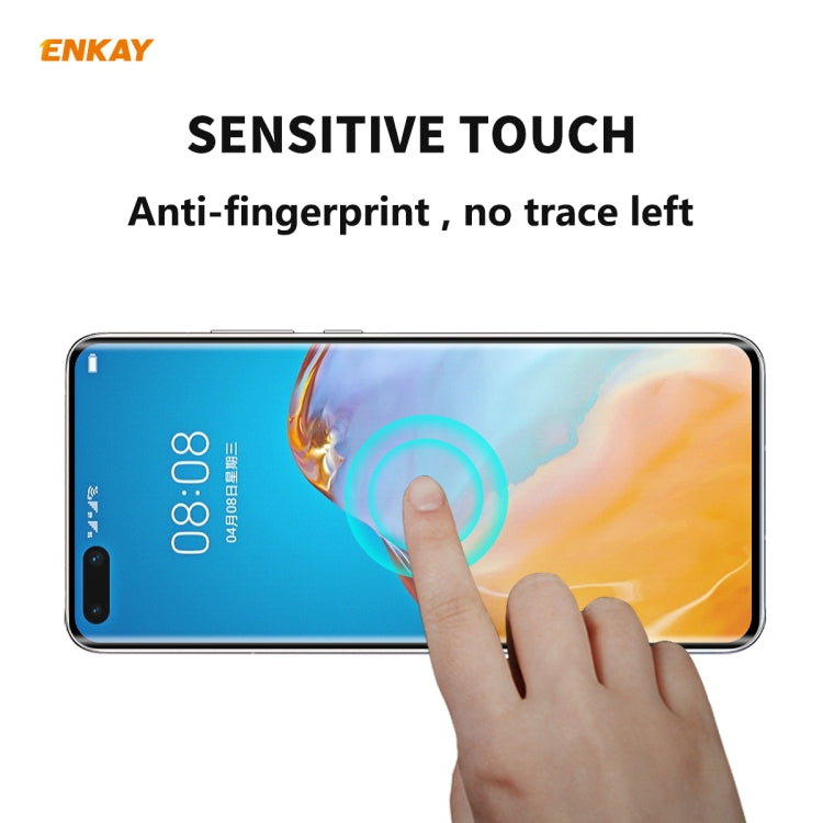 For Huawei P40 Pro ENKAY Hat-Prince 0.26mm 9H 3D Full Glue Explosion-proof Full Screen Curved Heat Bending Tempered Glass Film