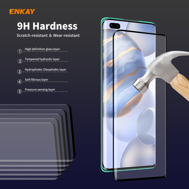 For Huawei Nova 7 Pro /Honor 30 Pro ENKAY Hat-Prince 0.26mm 9H 3D Full Glue Explosion-proof Full Screen Curved Heat Bending Tempered Glass Film