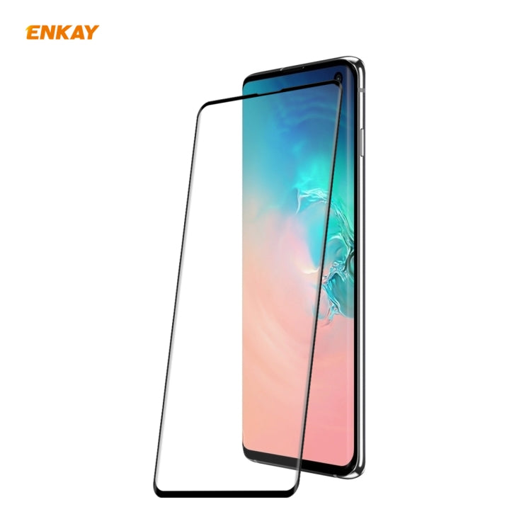 For Samsung Galaxy S10 ENKAY Hat-Prince 0.26mm 9H 3D Full Glue Explosion-proof Full Screen Curved Heat Bending Tempered Glass Film