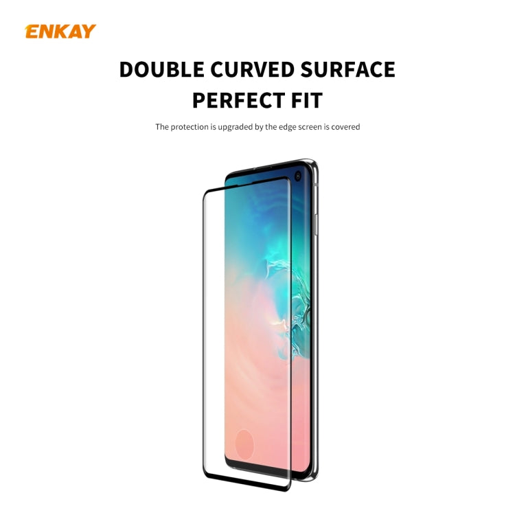 For Samsung Galaxy S10 ENKAY Hat-Prince 0.26mm 9H 3D Full Glue Explosion-proof Full Screen Curved Heat Bending Tempered Glass Film