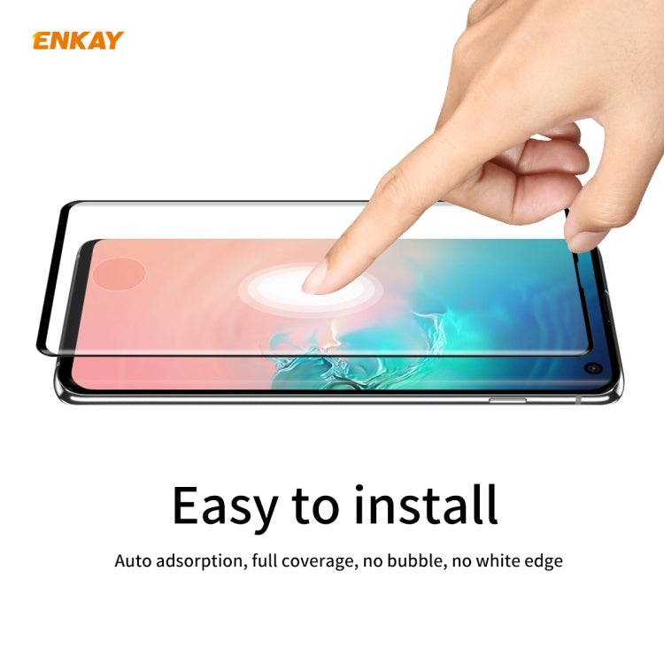 For Samsung Galaxy S10 ENKAY Hat-Prince 0.26mm 9H 3D Full Glue Explosion-proof Full Screen Curved Heat Bending Tempered Glass Film