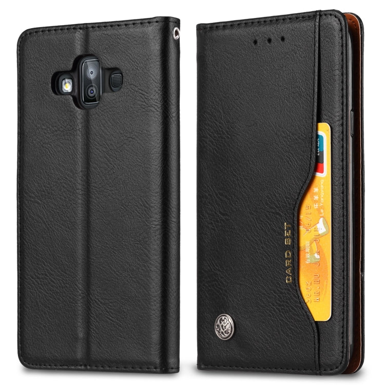 Knead Skin Texture Horizontal Flip Leather Case for Galaxy J7 DUO / J720F, with Photo Frame & Holder & Card Slots & Wallet
