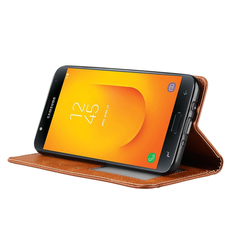 Knead Skin Texture Horizontal Flip Leather Case for Galaxy J7 DUO / J720F, with Photo Frame & Holder & Card Slots & Wallet