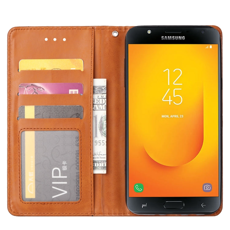 Knead Skin Texture Horizontal Flip Leather Case for Galaxy J7 DUO / J720F, with Photo Frame & Holder & Card Slots & Wallet