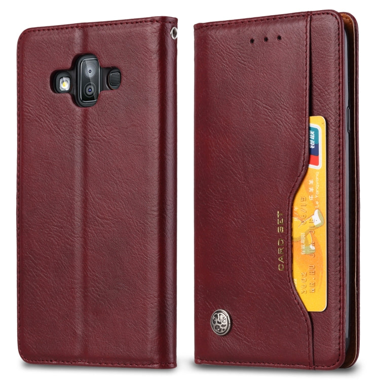 Knead Skin Texture Horizontal Flip Leather Case for Galaxy J7 DUO / J720F, with Photo Frame & Holder & Card Slots & Wallet