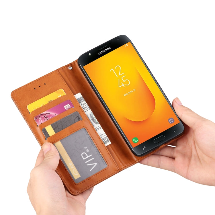 Knead Skin Texture Horizontal Flip Leather Case for Galaxy J7 DUO / J720F, with Photo Frame & Holder & Card Slots & Wallet