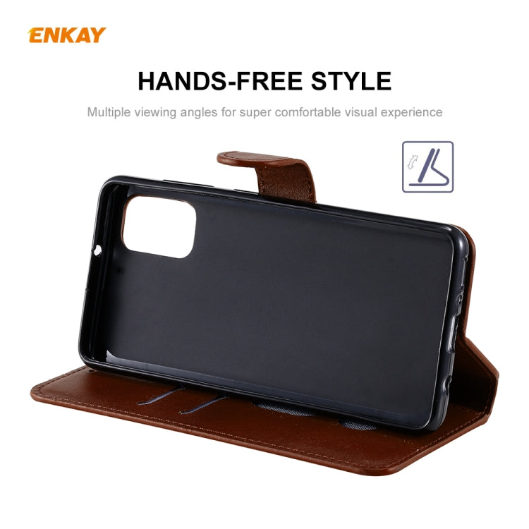 For Samsung Galaxy A41 ENKAY Hat-Prince Horizontal Flip Leather Case with Holder & Card Slots & Wallet