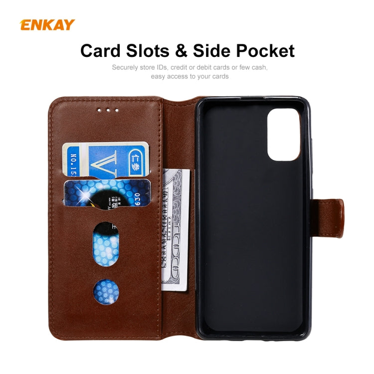 For Samsung Galaxy A41 ENKAY Hat-Prince Horizontal Flip Leather Case with Holder & Card Slots & Wallet