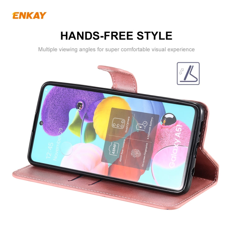 For Samsung Galaxy A51 ENKAY Hat-Prince Horizontal Flip Leather Case with Holder & Card Slots & Wallet