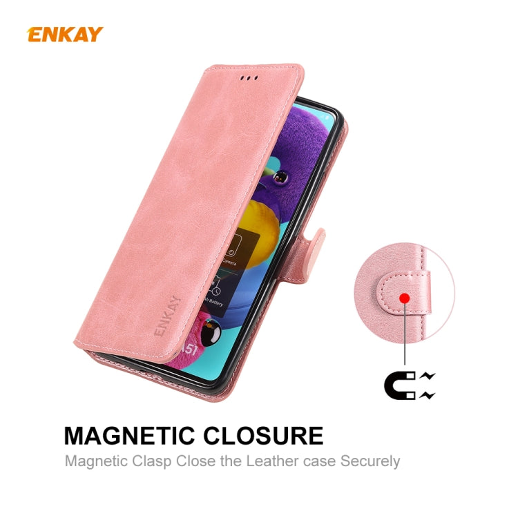 For Samsung Galaxy A51 ENKAY Hat-Prince Horizontal Flip Leather Case with Holder & Card Slots & Wallet
