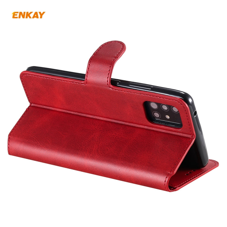 For Samsung Galaxy A51 ENKAY Hat-Prince Horizontal Flip Leather Case with Holder & Card Slots & Wallet
