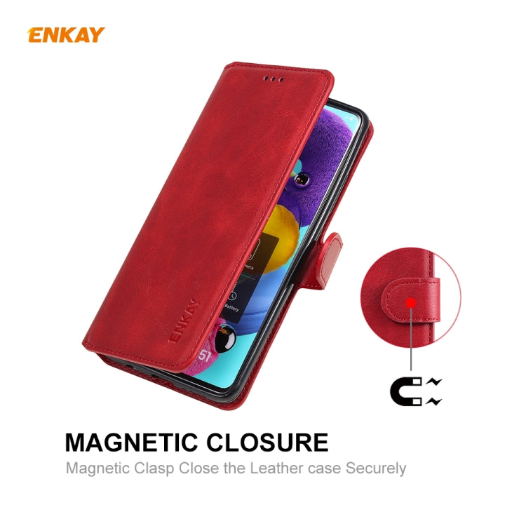 For Samsung Galaxy A51 ENKAY Hat-Prince Horizontal Flip Leather Case with Holder & Card Slots & Wallet