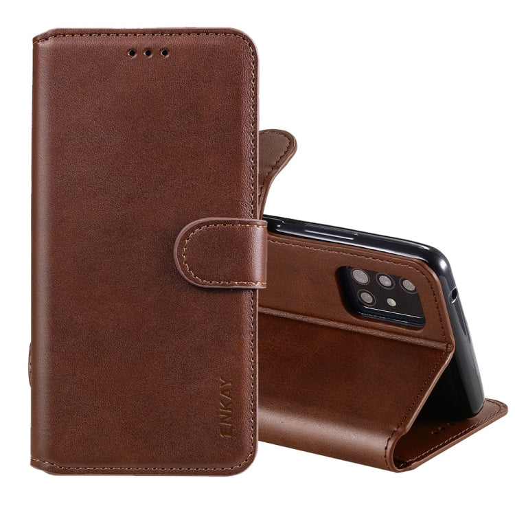 For Samsung Galaxy A51 ENKAY Hat-Prince Horizontal Flip Leather Case with Holder & Card Slots & Wallet