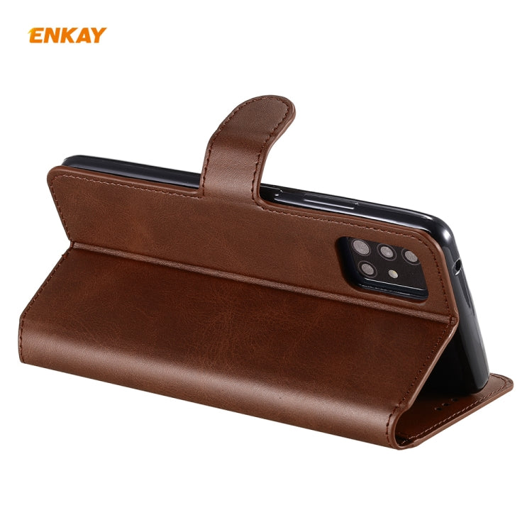 For Samsung Galaxy A51 ENKAY Hat-Prince Horizontal Flip Leather Case with Holder & Card Slots & Wallet