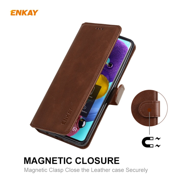 For Samsung Galaxy A51 ENKAY Hat-Prince Horizontal Flip Leather Case with Holder & Card Slots & Wallet