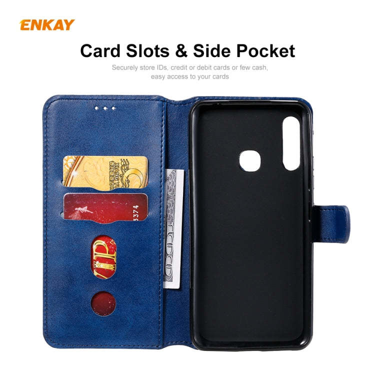 For Samsung Galaxy A70e ENKAY Hat-Prince Horizontal Flip Leather Case with Holder & Card Slots & Wallet