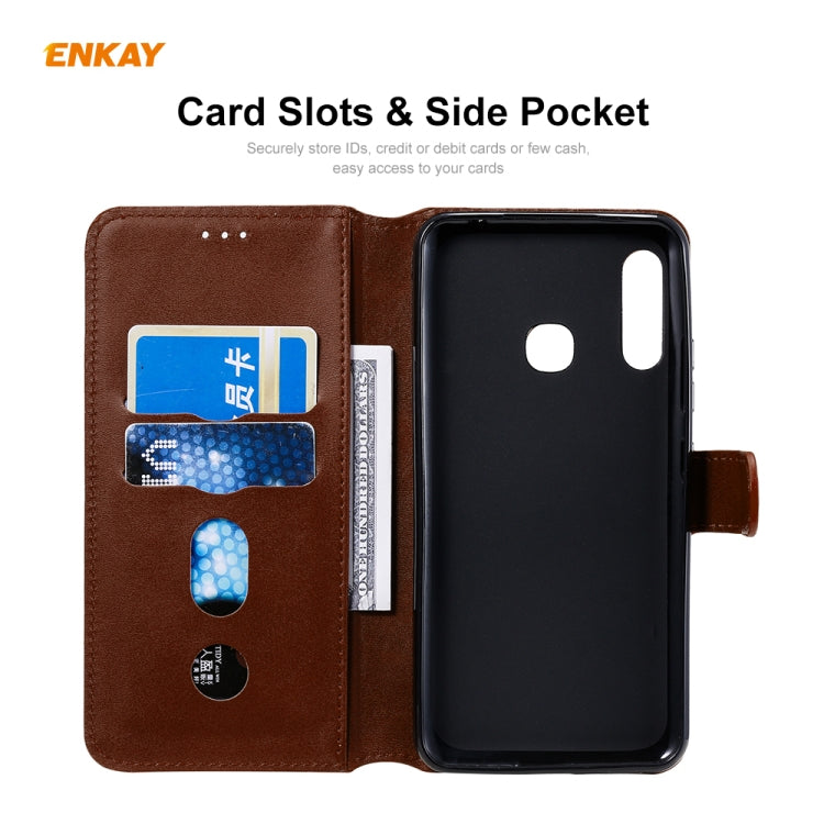 For Samsung Galaxy A70e ENKAY Hat-Prince Horizontal Flip Leather Case with Holder & Card Slots & Wallet
