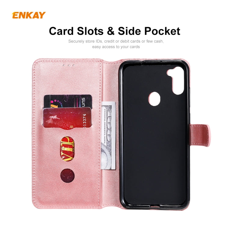 For Samsung Galaxy M11 ENKAY Hat-Prince Horizontal Flip Leather Case with Holder & Card Slots & Wallet