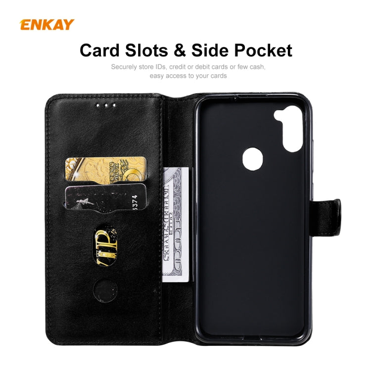 For Samsung Galaxy M11 ENKAY Hat-Prince Horizontal Flip Leather Case with Holder & Card Slots & Wallet