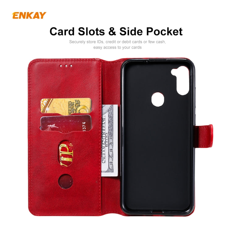For Samsung Galaxy M11 ENKAY Hat-Prince Horizontal Flip Leather Case with Holder & Card Slots & Wallet