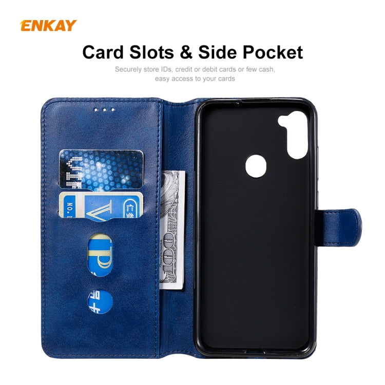 For Samsung Galaxy M11 ENKAY Hat-Prince Horizontal Flip Leather Case with Holder & Card Slots & Wallet