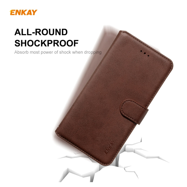 For Samsung Galaxy M30s ENKAY Hat-Prince Horizontal Flip Leather Case with Holder & Card Slots & Wallet(Brown)