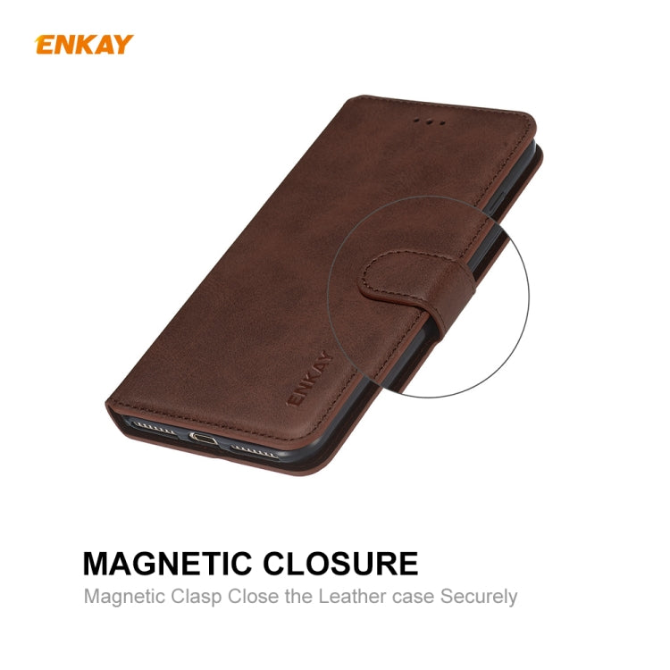 For Samsung Galaxy M30s ENKAY Hat-Prince Horizontal Flip Leather Case with Holder & Card Slots & Wallet(Brown)