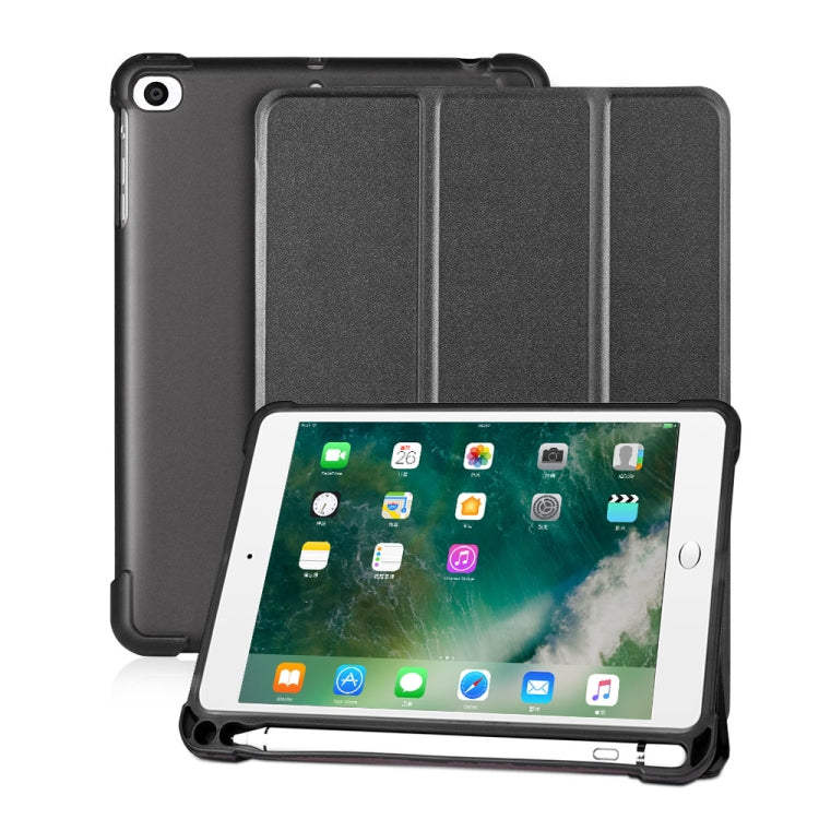 For iPad mini 5 / mini 4 / mini 3 / mini 2 / mini 3-folding Litchi Texture Horizontal Flip PU Leather + Shockproof TPU Case with Holder & Pen Slot