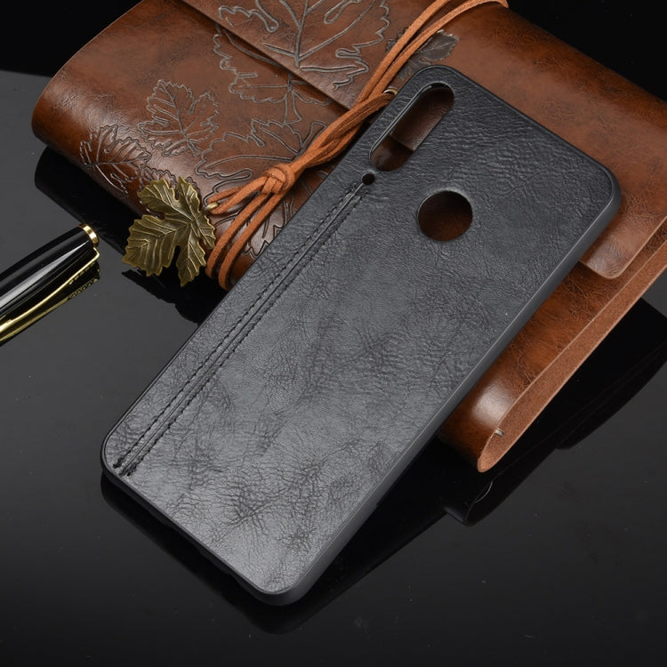 For Huawei Y6p Shockproof Sewing Cow Pattern Skin PC + PU + TPU Case