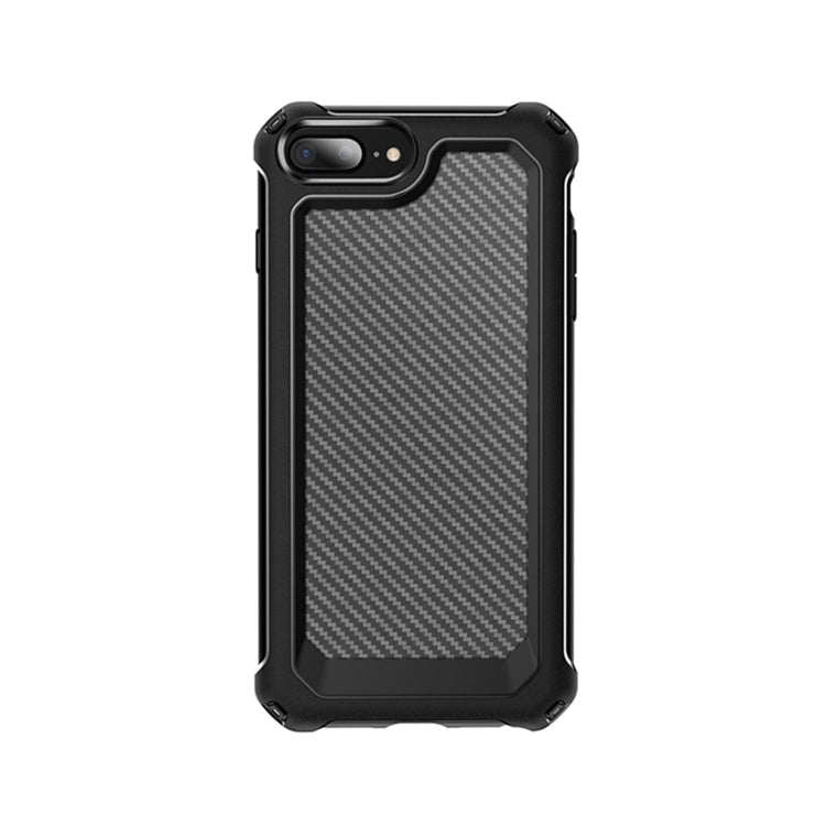 For iPhone 7 Plus & 8 Plus Transparent Carbon Fiber Texture Rugged Full Body TPU+PC Scratch-Resistant Shockproof Case