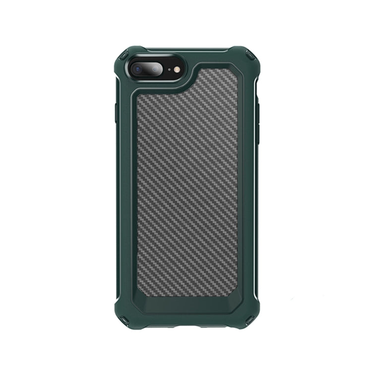 For iPhone 7 Plus & 8 Plus Transparent Carbon Fiber Texture Rugged Full Body TPU+PC Scratch-Resistant Shockproof Case