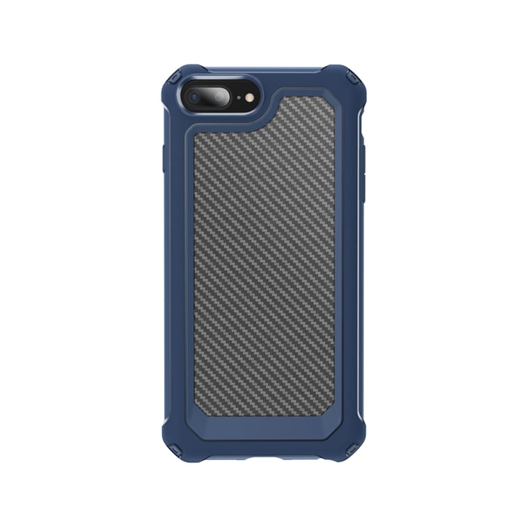 For iPhone 7 Plus & 8 Plus Transparent Carbon Fiber Texture Rugged Full Body TPU+PC Scratch-Resistant Shockproof Case