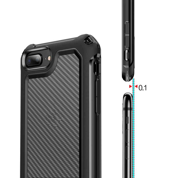 For iPhone 7 Plus & 8 Plus Transparent Carbon Fiber Texture Rugged Full Body TPU+PC Scratch-Resistant Shockproof Case
