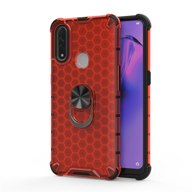 For OPPO A8 Shockproof Honeycomb PC + TPU Ring Holder Protection Case
