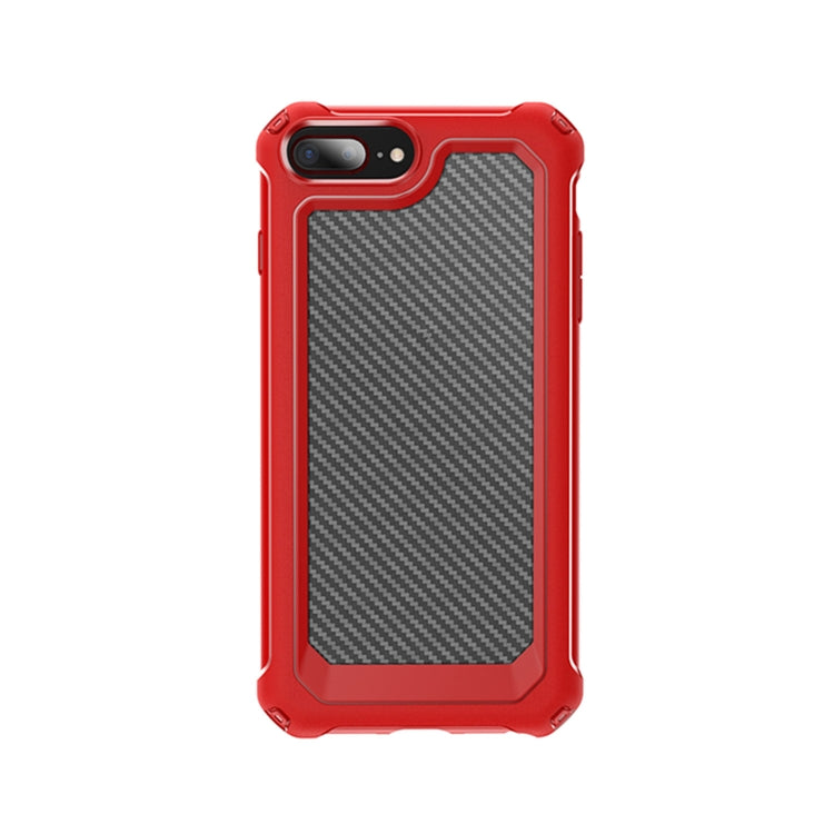 For iPhone 7 & 8 & 6 & 6s Transparent Carbon Fiber Texture Rugged Full Body TPU+PC Scratch-Resistant Shockproof Case