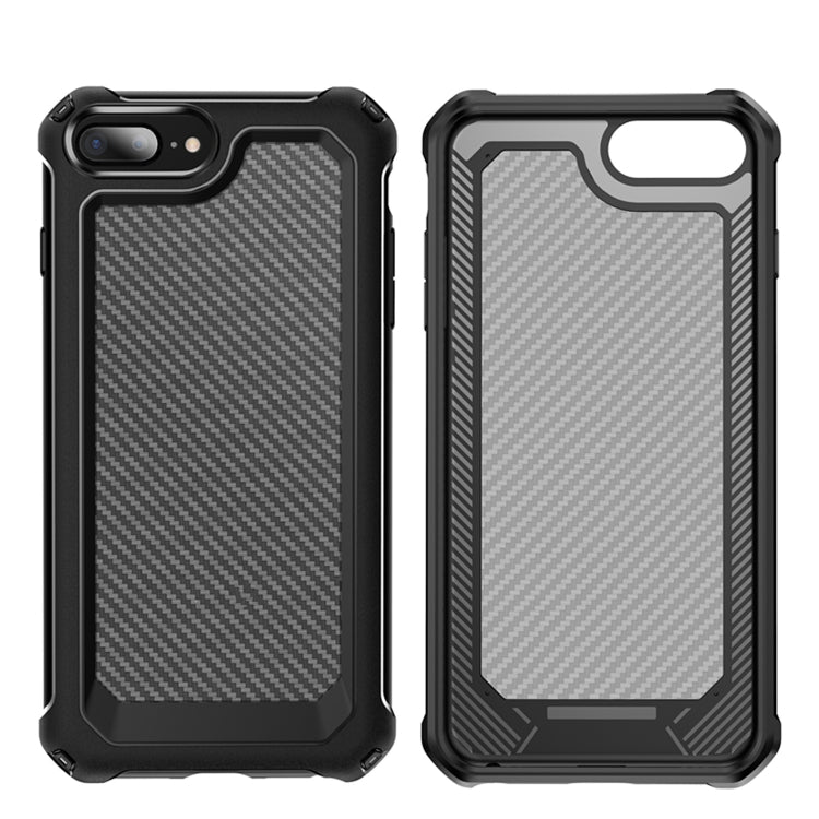 For iPhone 7 & 8 & 6 & 6s Transparent Carbon Fiber Texture Rugged Full Body TPU+PC Scratch-Resistant Shockproof Case
