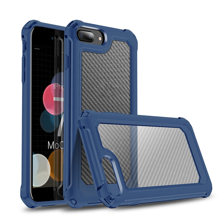 For iPhone 7 & 8 & 6 & 6s Transparent Carbon Fiber Texture Rugged Full Body TPU+PC Scratch-Resistant Shockproof Case