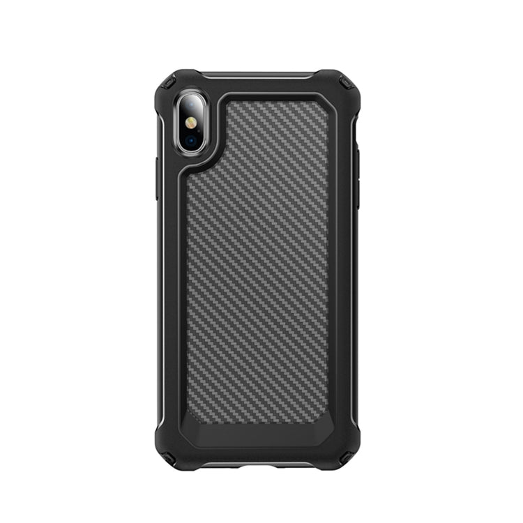 For iPhone X / XS Transparent Carbon Fiber Texture Rugged Full Body TPU+PC Scratch-Resistant Shockproof Case