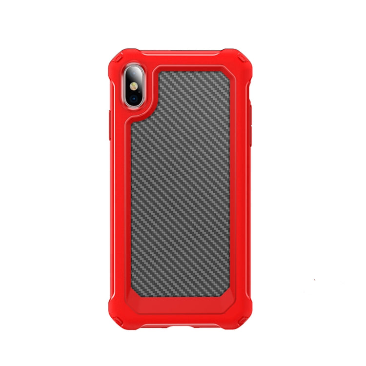 For iPhone X / XS Transparent Carbon Fiber Texture Rugged Full Body TPU+PC Scratch-Resistant Shockproof Case
