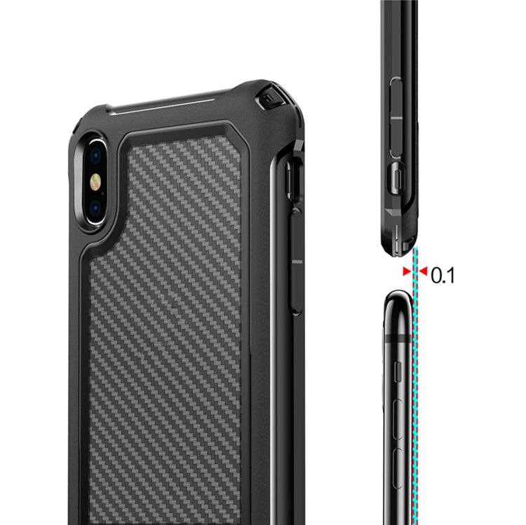 For iPhone X / XS Transparent Carbon Fiber Texture Rugged Full Body TPU+PC Scratch-Resistant Shockproof Case