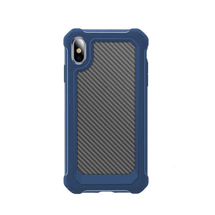 For iPhone X / XS Transparent Carbon Fiber Texture Rugged Full Body TPU+PC Scratch-Resistant Shockproof Case