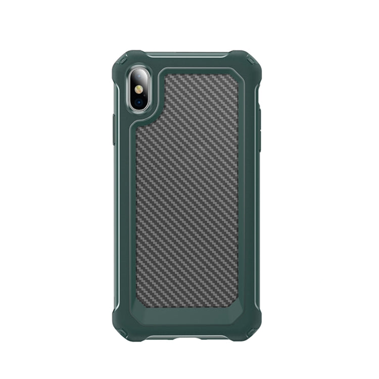 For iPhone XR Transparent Carbon Fiber Texture Rugged Full Body TPU+PC Scratch-Resistant Shockproof Case