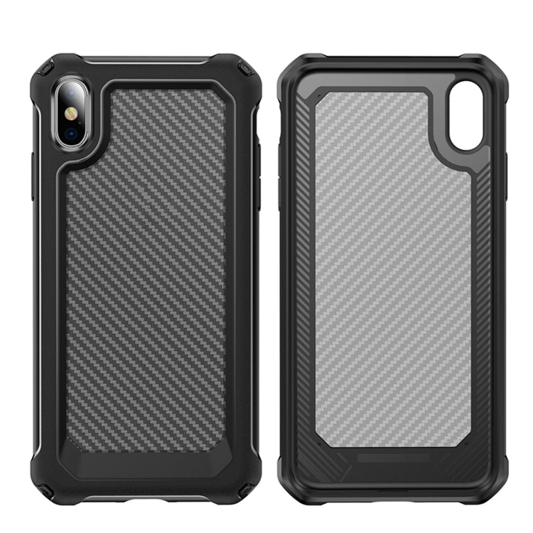 For iPhone XR Transparent Carbon Fiber Texture Rugged Full Body TPU+PC Scratch-Resistant Shockproof Case