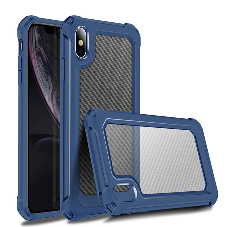 For iPhone XS Max Transparent Carbon Fiber Texture Rugged Full Body TPU+PC Scratch-Resistant Shockproof Case