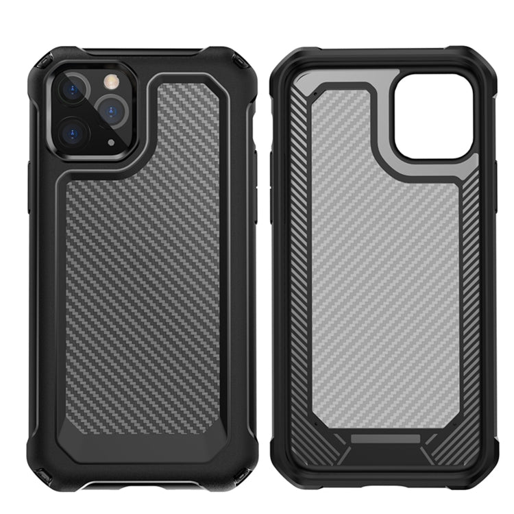 For iPhone 11 Transparent Carbon Fiber Texture Rugged Full Body TPU+PC Scratch-Resistant Shockproof Case