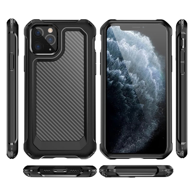 For iPhone 11 Transparent Carbon Fiber Texture Rugged Full Body TPU+PC Scratch-Resistant Shockproof Case