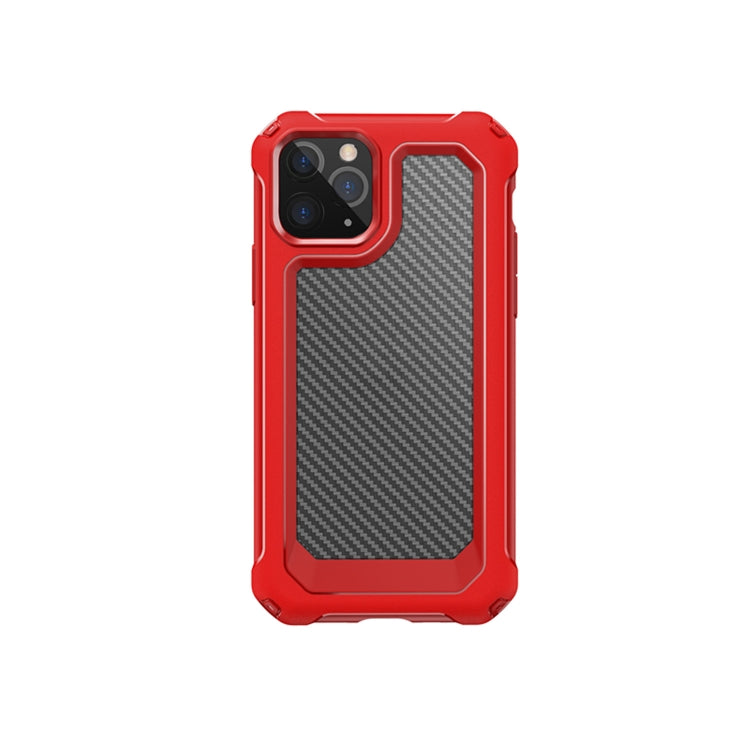 For iPhone 11 Pro Max Transparent Carbon Fiber Texture Rugged Full Body TPU+PC Scratch-Resistant Shockproof Case