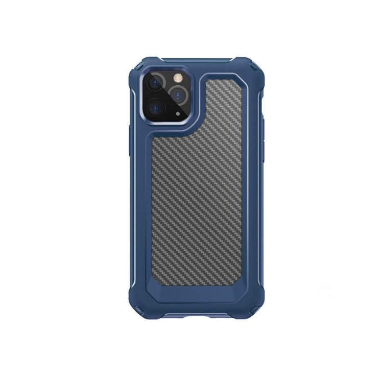 For iPhone 11 Pro Max Transparent Carbon Fiber Texture Rugged Full Body TPU+PC Scratch-Resistant Shockproof Case