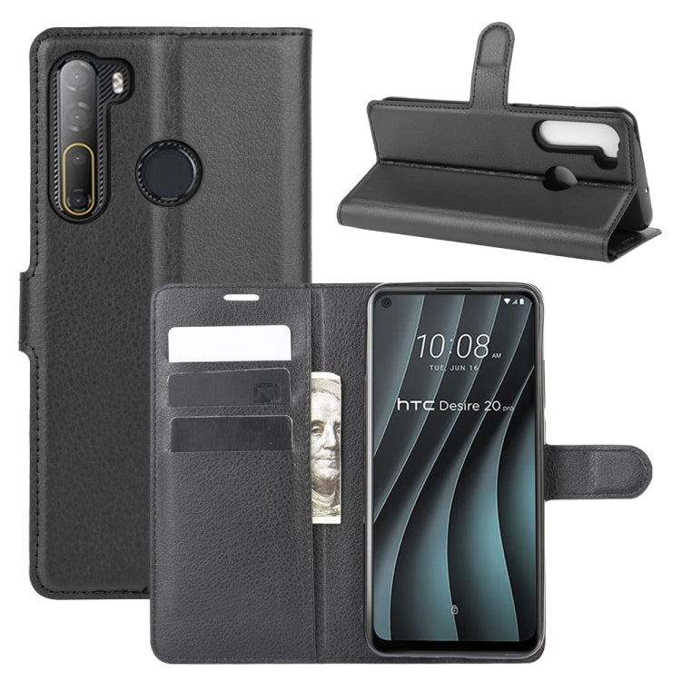 For HTC Desire 20 Pro Litchi Texture Horizontal Flip Protective Case with Holder & Card Slots & Wallet