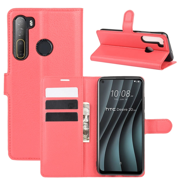 For HTC Desire 20 Pro Litchi Texture Horizontal Flip Protective Case with Holder & Card Slots & Wallet